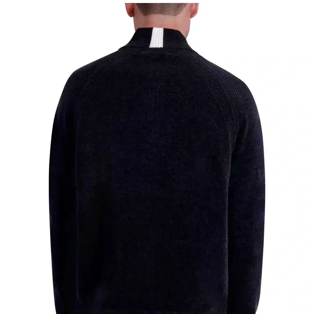 Karllagerfeld Men’s CHENILLE FULL ZIP SWEATER